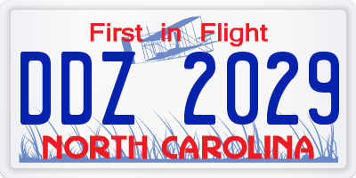 NC license plate DDZ2029