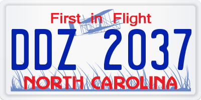NC license plate DDZ2037