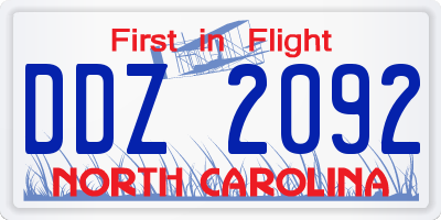 NC license plate DDZ2092