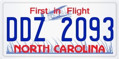 NC license plate DDZ2093