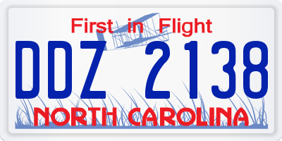 NC license plate DDZ2138