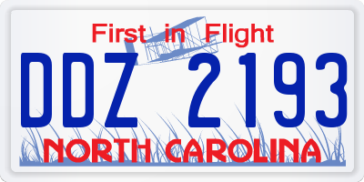 NC license plate DDZ2193
