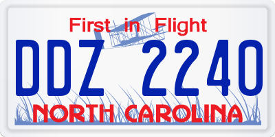 NC license plate DDZ2240