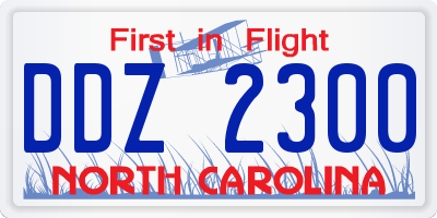 NC license plate DDZ2300