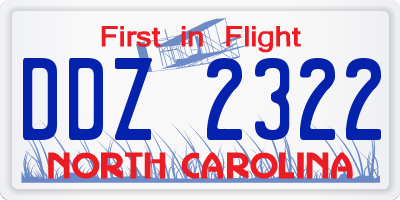 NC license plate DDZ2322