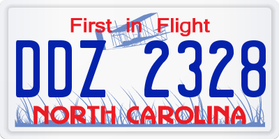 NC license plate DDZ2328