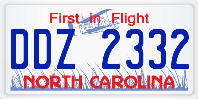 NC license plate DDZ2332