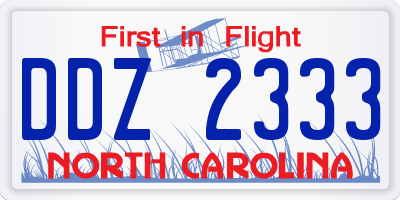 NC license plate DDZ2333