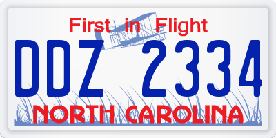 NC license plate DDZ2334