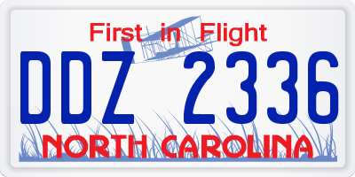 NC license plate DDZ2336