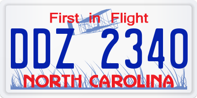 NC license plate DDZ2340