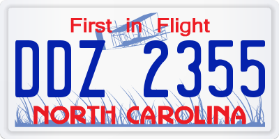 NC license plate DDZ2355