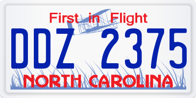 NC license plate DDZ2375