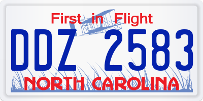 NC license plate DDZ2583