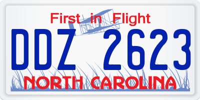 NC license plate DDZ2623