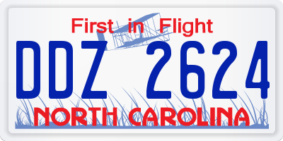 NC license plate DDZ2624