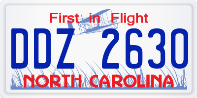 NC license plate DDZ2630