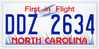 NC license plate DDZ2634