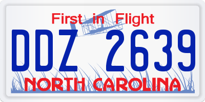 NC license plate DDZ2639
