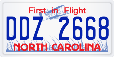 NC license plate DDZ2668