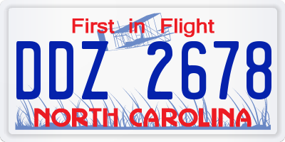 NC license plate DDZ2678