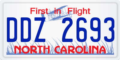NC license plate DDZ2693