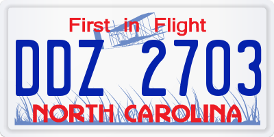 NC license plate DDZ2703