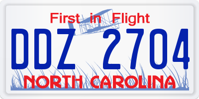 NC license plate DDZ2704