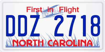 NC license plate DDZ2718