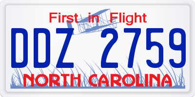 NC license plate DDZ2759