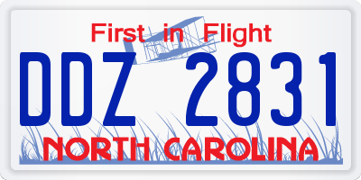 NC license plate DDZ2831