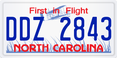 NC license plate DDZ2843