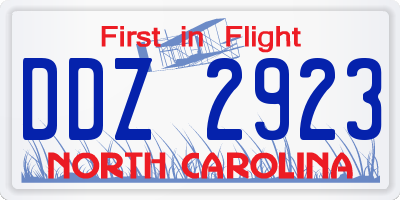 NC license plate DDZ2923