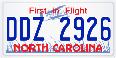 NC license plate DDZ2926