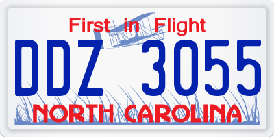 NC license plate DDZ3055