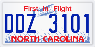 NC license plate DDZ3101