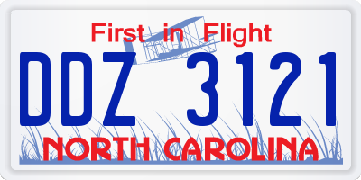 NC license plate DDZ3121