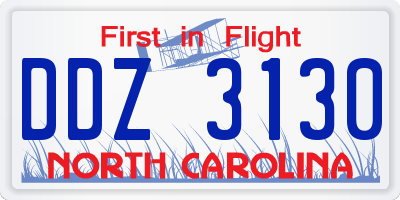 NC license plate DDZ3130