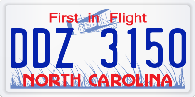 NC license plate DDZ3150