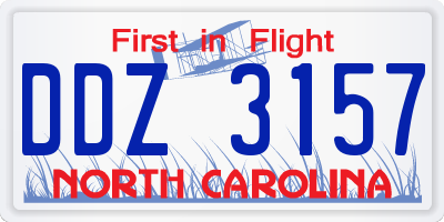 NC license plate DDZ3157