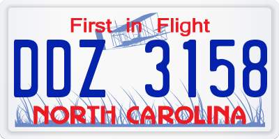 NC license plate DDZ3158