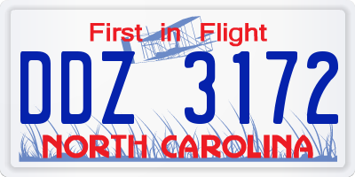 NC license plate DDZ3172