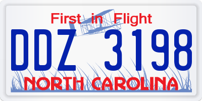 NC license plate DDZ3198