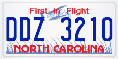 NC license plate DDZ3210