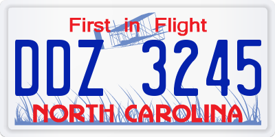 NC license plate DDZ3245