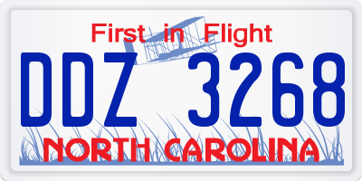 NC license plate DDZ3268
