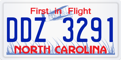 NC license plate DDZ3291