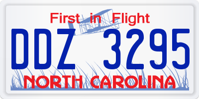 NC license plate DDZ3295
