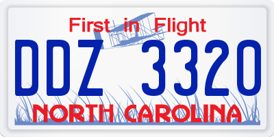 NC license plate DDZ3320