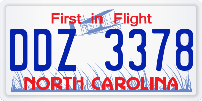 NC license plate DDZ3378
